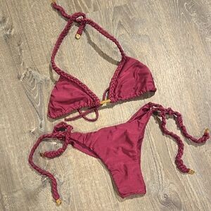 Burgundy LURE Braided Bikini Set